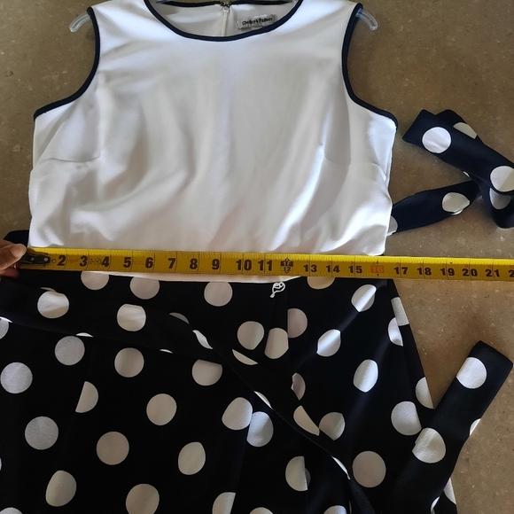 Shelby & Palmer Retro Polka-dot Dress Black White Side Sash Women's Size 14 - Picture 7 of 10